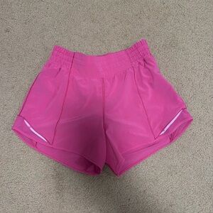 Worn once! Pink Lululemon running shorts size 6